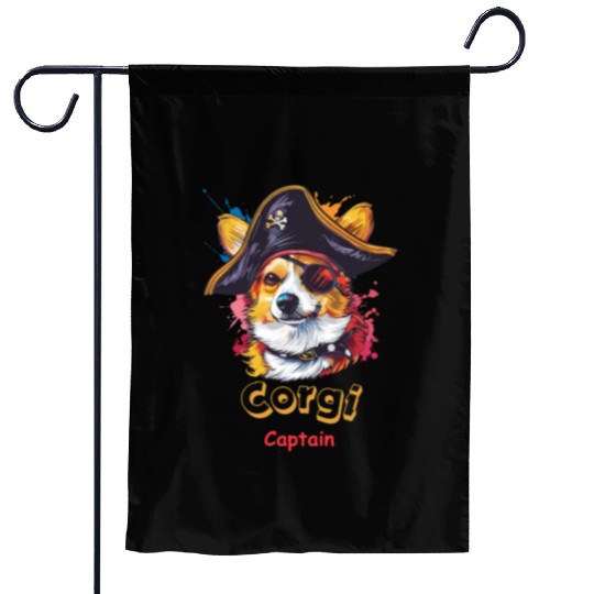 Captain Corgi Garden Flags