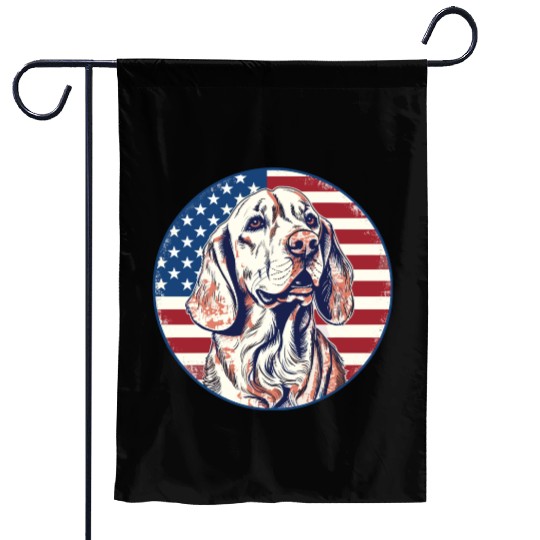 Vintage Retro American Flag Badge with Dog Garden Flags