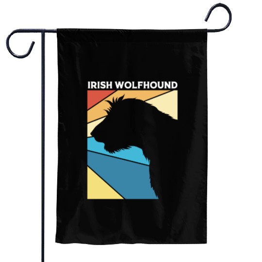Retro 80s Irish Wolfhound Dog Silhouette Garden Flags