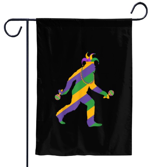 mardi gras bigfoot sasquatch men Garden Flags