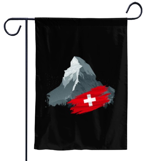 Vacation Skiing, Hiking, Mountain Switzerland Garden Flags