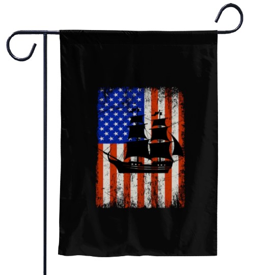 Stars, Stripes & Pirate Ship American Flag Garden Flags