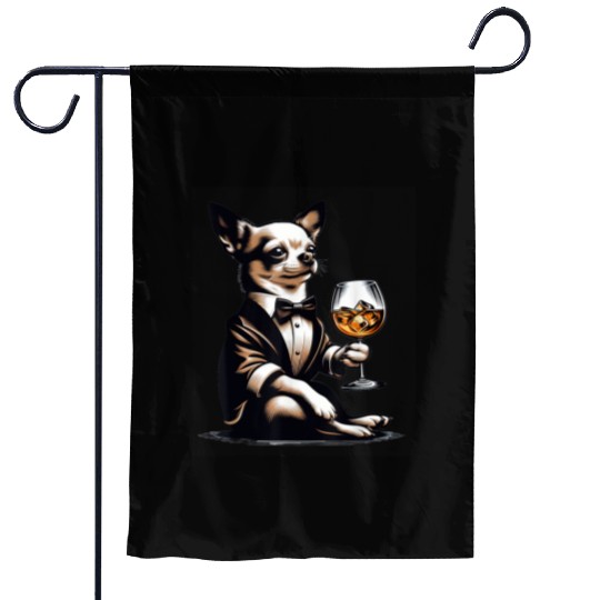 Chihuahua Dog Drinking Whiskey Puppy Garden Flags