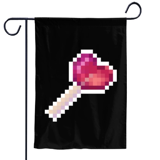 Pixel Art Sprite Cute Heart Lollipop Garden Flags
