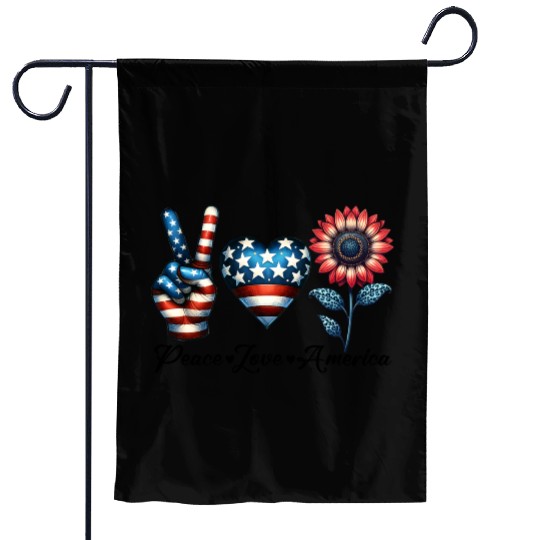 Peace Love America Garden Flags