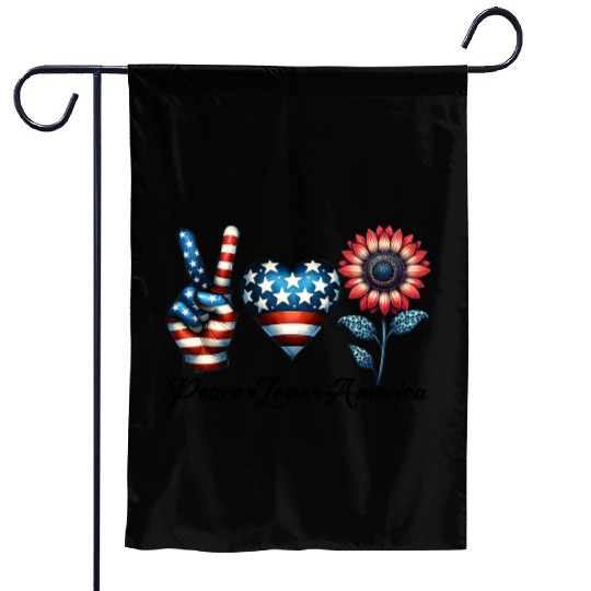Peace Love America Garden Flags