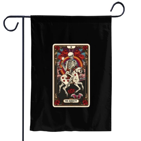Skeleton on Unicorn Tarot Card Audacity Tarot Garden Flags