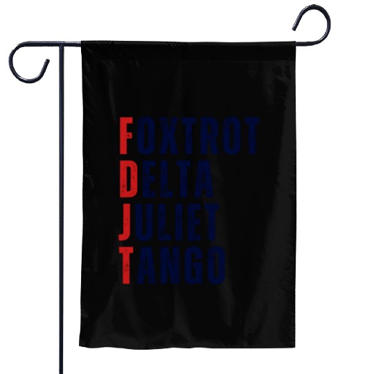 FOXTROT DELTA JULIET TANGO WHITE Garden Flags