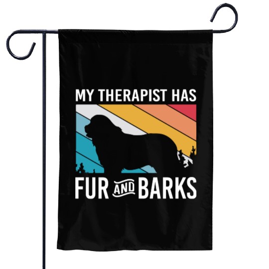 My Therapist Has Fur And Barks Retro Therapy Dog Garden Flags