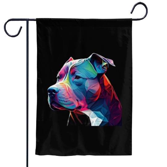 Blue Nose Pitbull Neon Face Origami Garden Flags