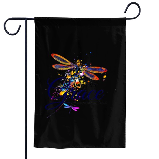 Amazing Grace Dragonfly splatter Garden Flags