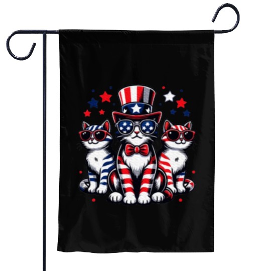 Patriotic Cat Fourth Of July Kitten Cat Lover Garden Flags