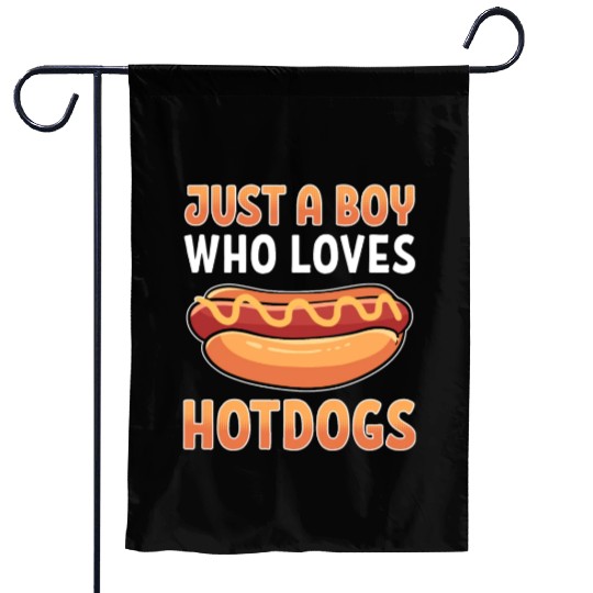 Just a Boy Who Loves Hotdogs Garden Flags
