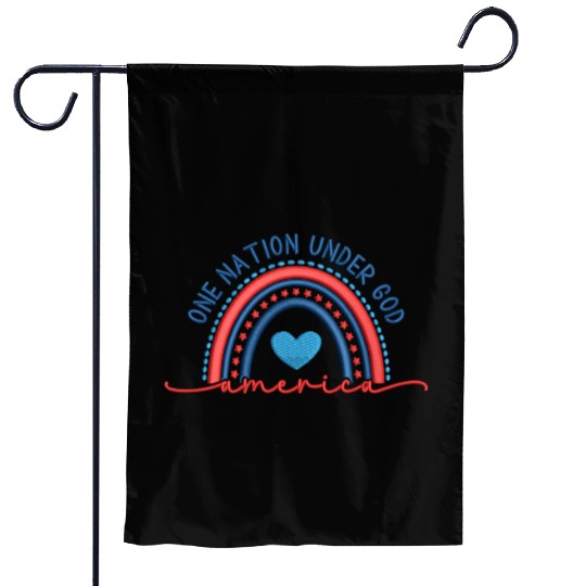 One Nation Under God Rainbow Embroidery Effect Garden Flags
