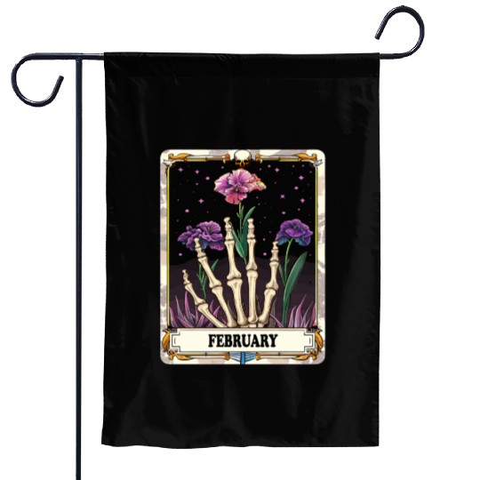 February Gothic Tarot Card - Violet Flower & Skele Garden Flags