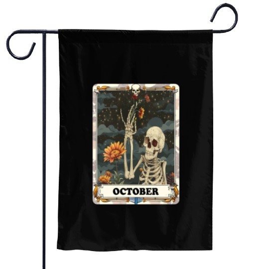 October Gothic Tarot Card - Marigold Flower & Skel Garden Flags
