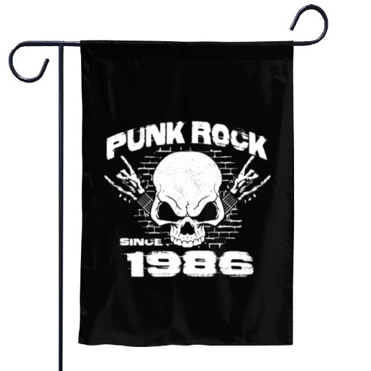Punk Rock Since 1986 - Skull Rock Hands 38th Garden Flags