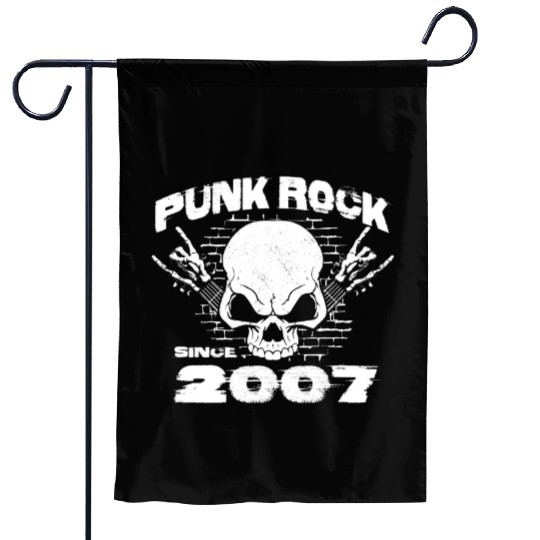 Punk Rock Since 2007 - Skull Rock Hands 17th Garden Flags