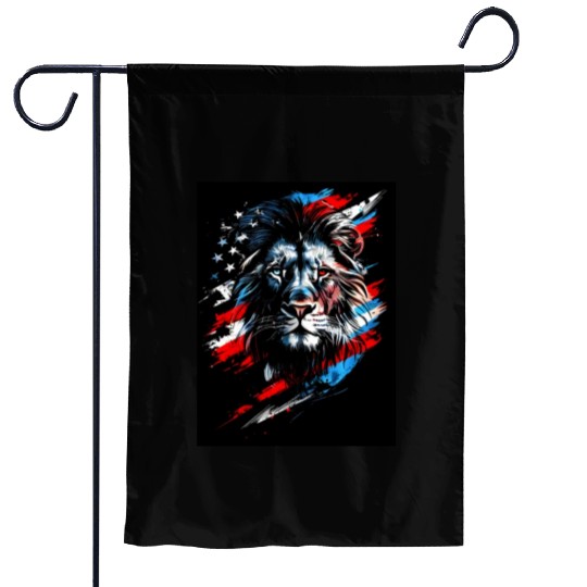 Lion American Flag Garden Flags