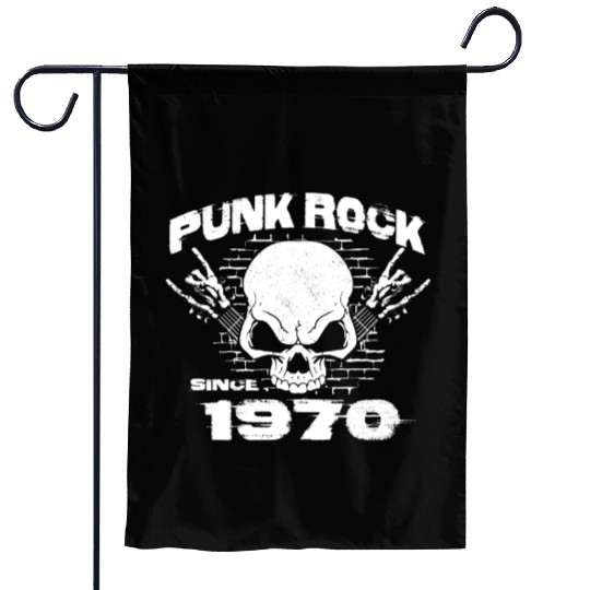 Punk Rock Since 1970 - Skull Rock Hands 54th Garden Flags