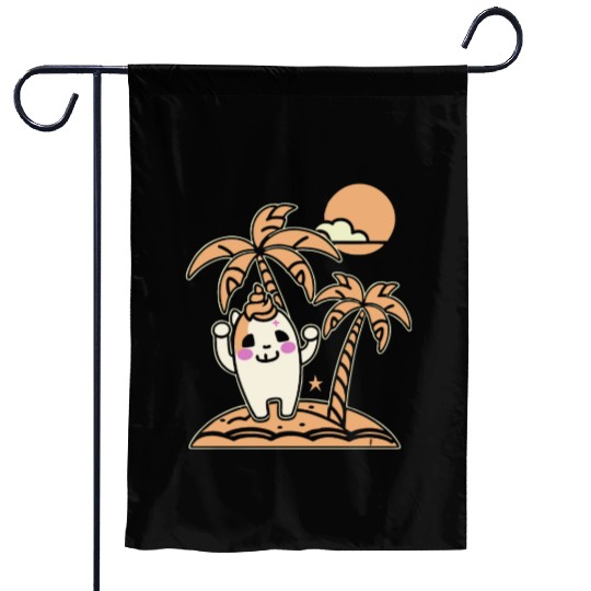 Happy on a Lonely Island Garden Flags