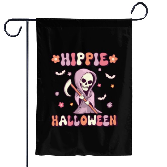 hippie halloween Groovy Reaper Vintage Garden Flags