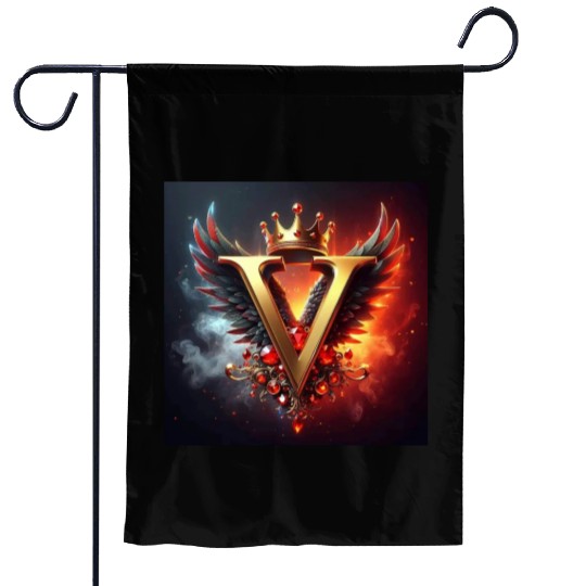 Regal V Emblem with Crown and Wings Garden Flags