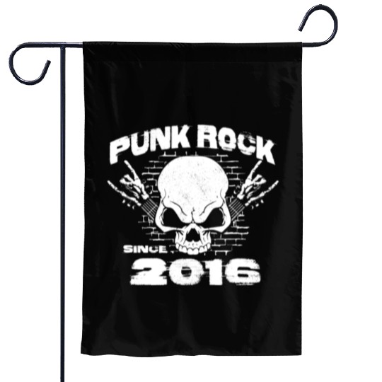 Punk Rock Since 2016 - Skull Rock Hands 8th Garden Flags