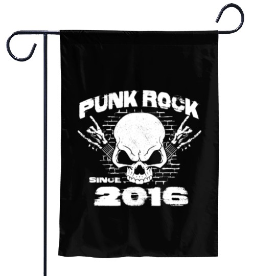 Punk Rock Since 2016 - Skull Rock Hands 8th Garden Flags
