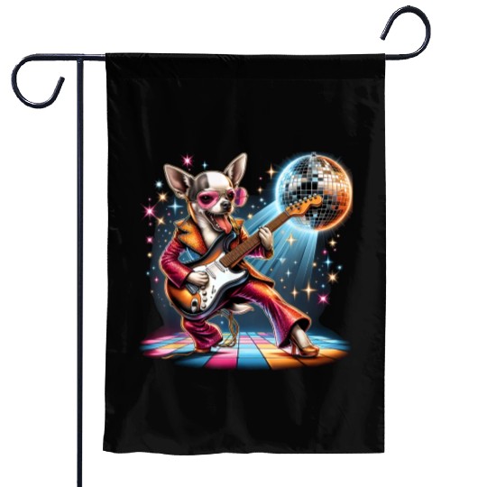 Disco Guitar Chihuahua dog Garden Flags