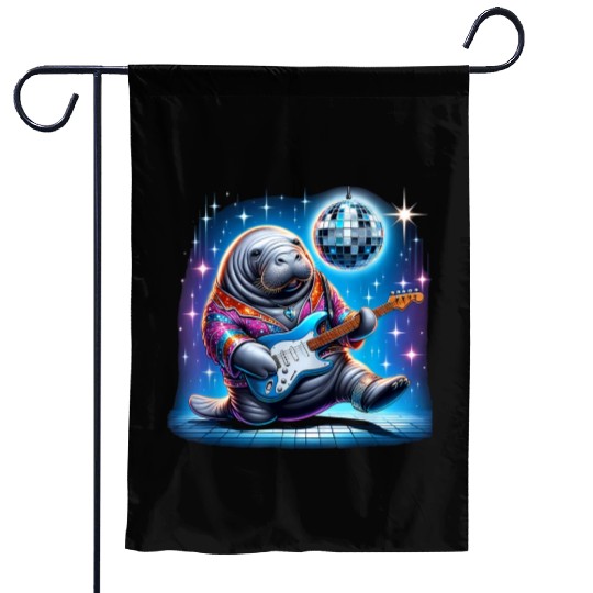 Disco Ball Guitar Manatee Garden Flags