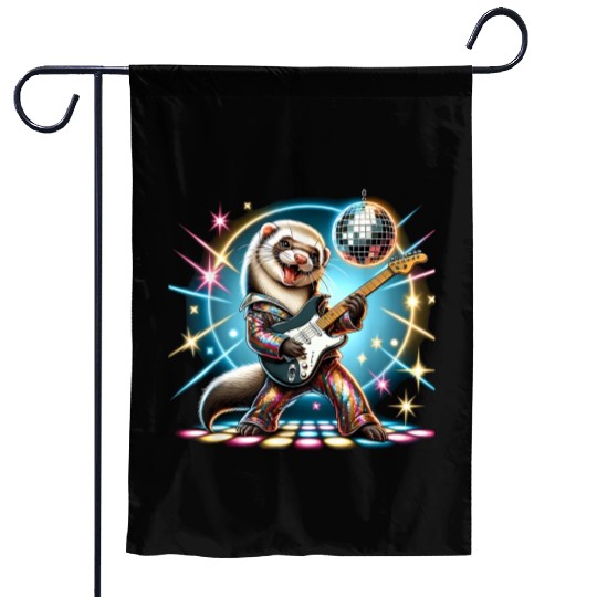 Disco Ball Guitar Ferret Garden Flags