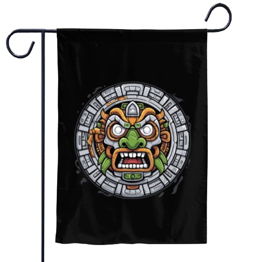 Aztec God Ancient Mythology Tonatiuh Mask Garden Flags