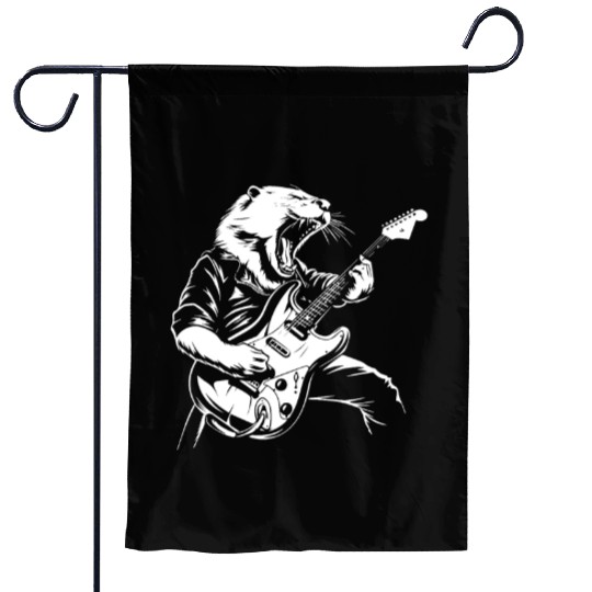Rock and Roll Otter Guitar Garden Flags
