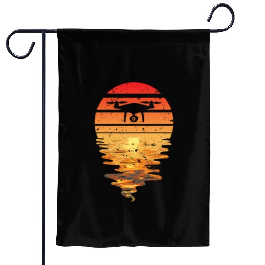 Drone Sun Sunset Vintage Garden Flags