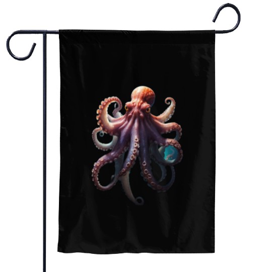 Ethereal octopus tentacle poses in dramatic light Garden Flags