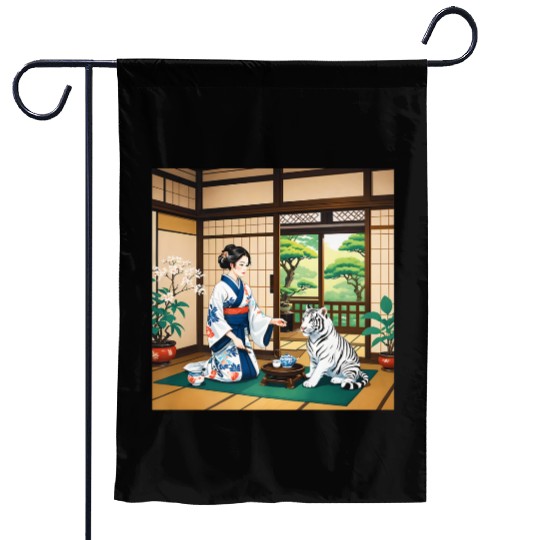 Fantasy Kimono Tiger Premium Garden Flags