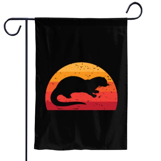 Sea Otter Sunset Retro Cute Lutra Animal Lover Fun Garden Flags