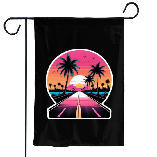 Miami Driving on a lonely Road Garden Flags