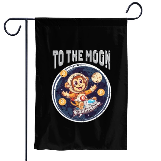 Cryptocurrency Bitcoin Ape To The Moon Garden Flags