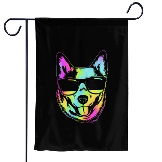 Retro Australian Cattle Dog With Sunglasses Garden Flags