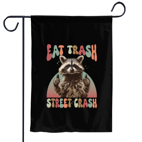 Funny Possum Raccoon Eat Trash Street Crash Garden Flags