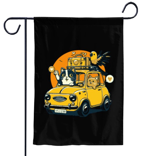 Road Trip by Car : Life's Better with Cat Friends Garden Flags