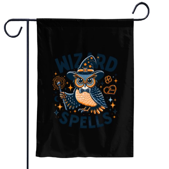 Wizard Owl Magical Pretzel Spells Garden Flags