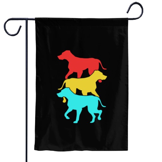 Colorful Retro Silhouette Rhodesian Ridgeback Dog Garden Flags