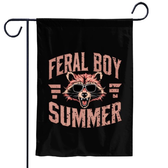 Feral Boy Summer Garden Flags Funny Trash Panda Raccoon