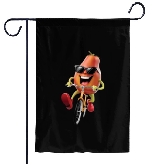 Papaya Cycling On Bike Realistic Garden Flags
