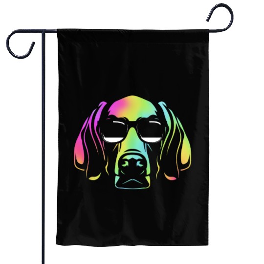 Colorful Weimaraner Dog Wearing Sunglasses Garden Flags