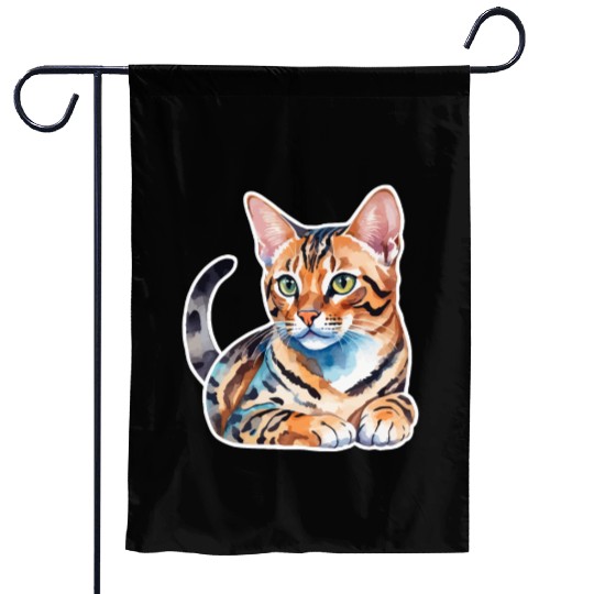 Leopard Cat Watercolor Garden Flags