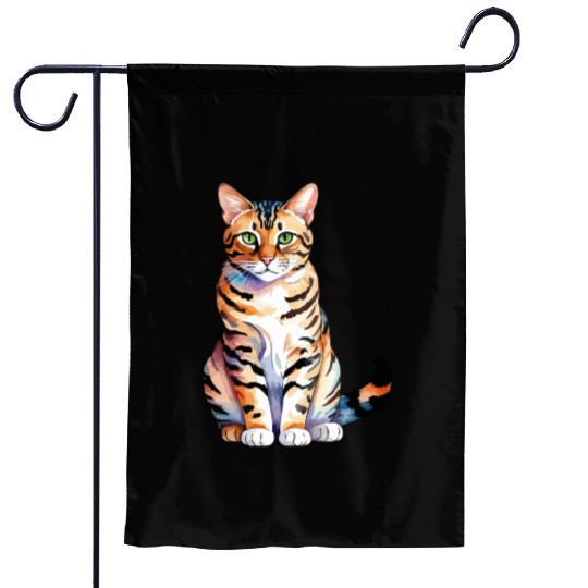 Leopard Cat Watercolor Garden Flags